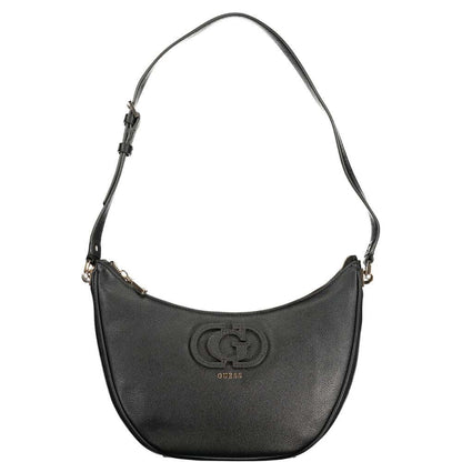 Guess Jeans Black Polyethylene Women Handbag with adjustable strap and zip closure for modern fashion-forward individuals.