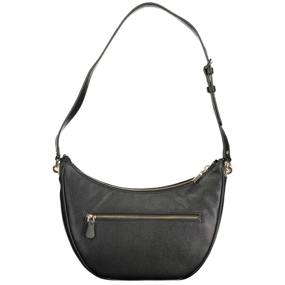 Guess Jeans Black Polyethylene Women Handbag with adjustable strap and zip closure, designed for modern sophistication.