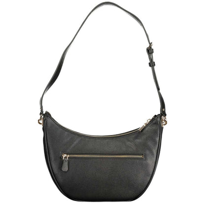 Guess Jeans Black Polyethylene Women Handbag with adjustable strap and zip closure, designed for modern sophistication.
