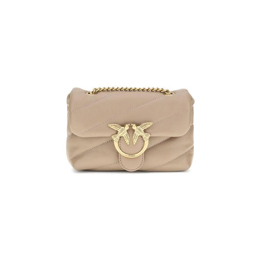PINKO Beige Calf Leather Bos Taurus Shoulder Bag