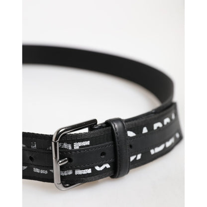 Dolce & Gabbana Black Polyester Leather Metal Buckle Belt