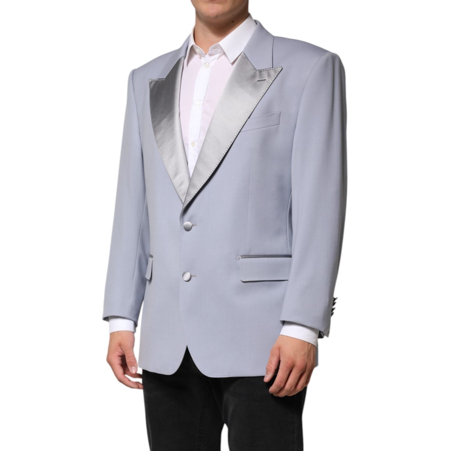 Dolce & Gabbana Gray Wool Single Breasted Men Suit Blazer
