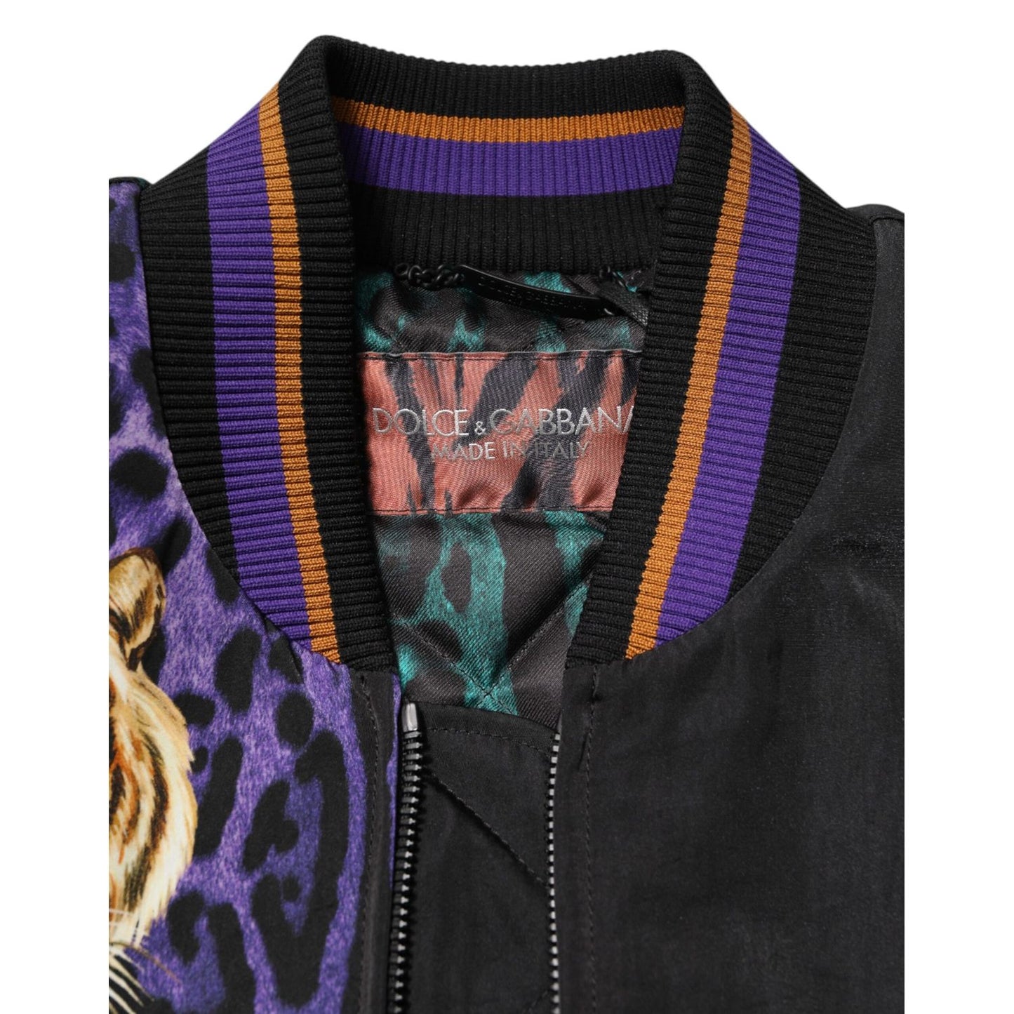 Dolce & Gabbana Multicolor Tiger Print Men Bomber Jacket