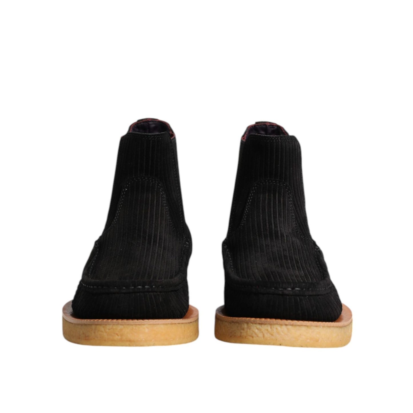 Dolce & Gabbana Black Calf Suede Slip On Ankle Boots Shoes