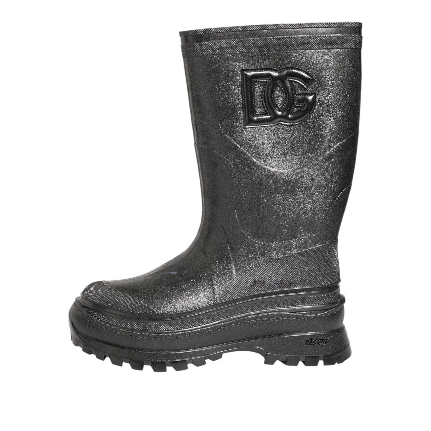 Dolce & Gabbana Metallic Gray Pull On Rain Boots Shoes