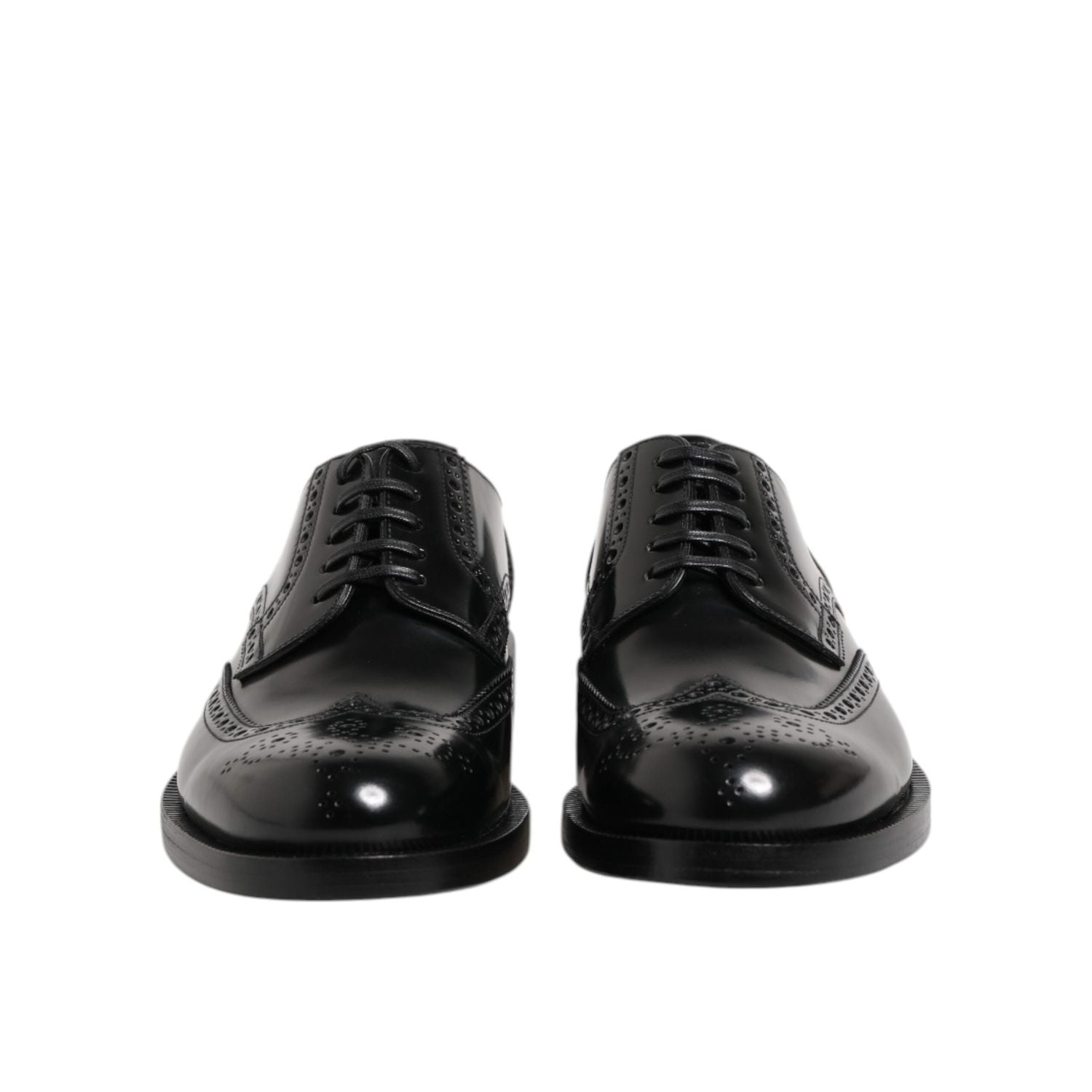 Dolce & Gabbana Black Leather Derby Wingtip Formal Shoes