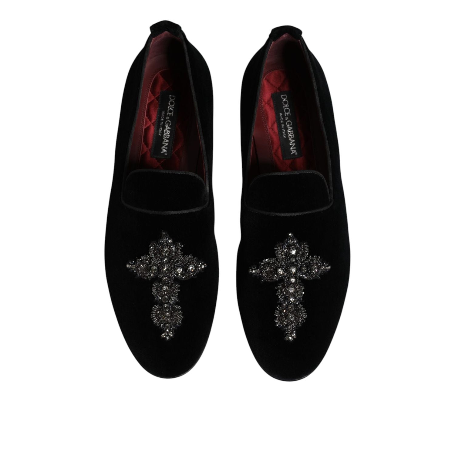 Dolce & Gabbana Black Suede Cross Slip On Loafers Dress Shoes