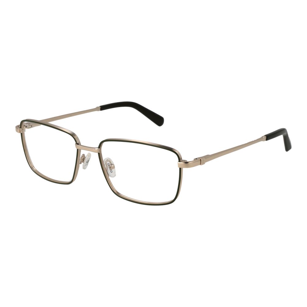Guess Green Men Glasses Frame in metal, full-rim rectangle style with demo lenses and spring hinge, includes branded case.