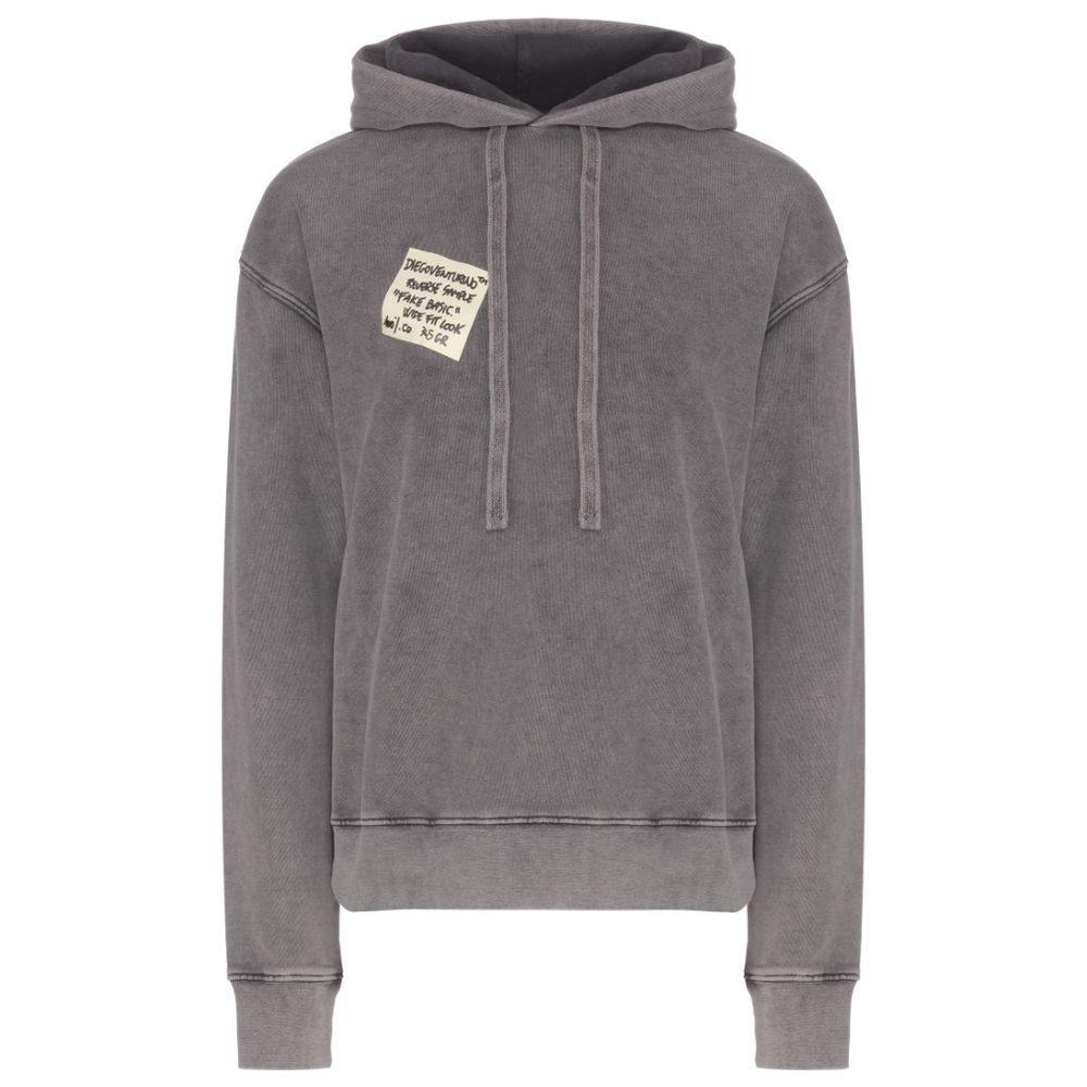 Diego Venturino Gray Cotton Men Hoodie