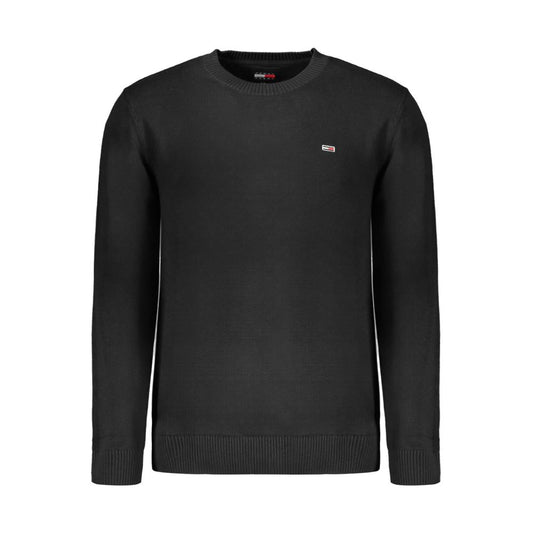 Tommy Hilfiger Black Cotton Sweater - Long sleeved, crew neck, applique logo, made from 95% organic cotton.