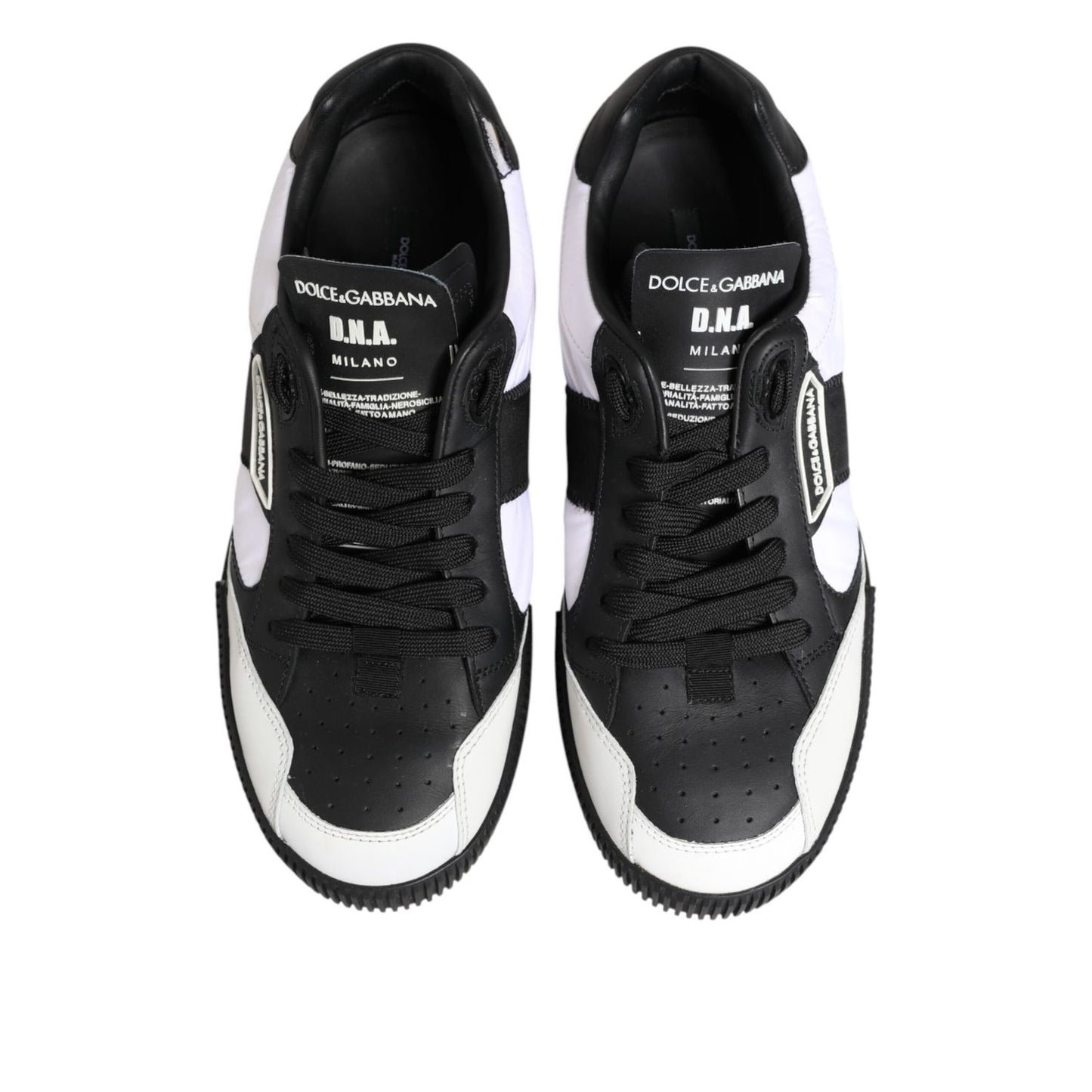Dolce & Gabbana Black White Leather MIAMI Low Top Sneakers Shoes