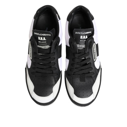 Dolce & Gabbana Black White Leather MIAMI Low Top Sneakers Shoes