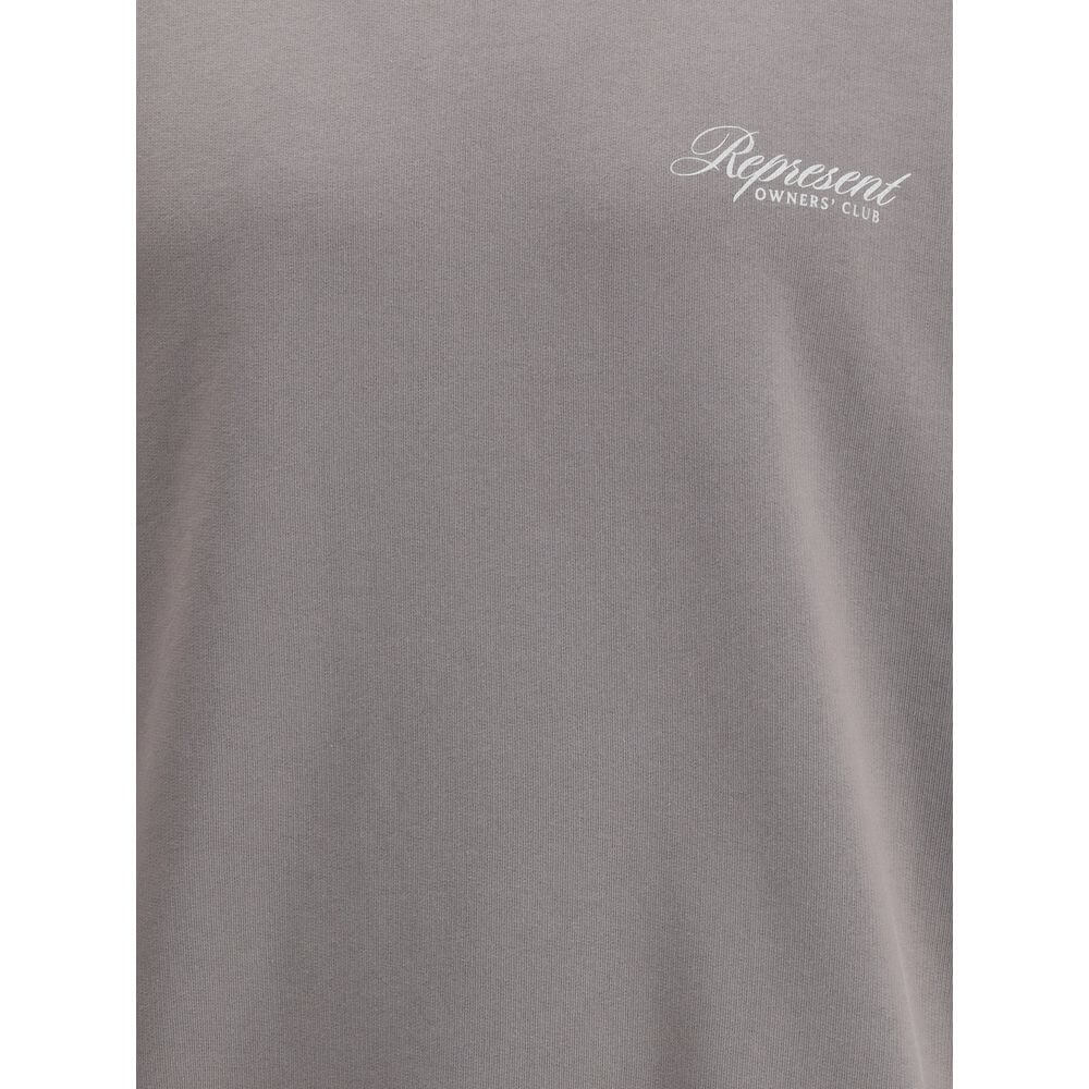 Represent Gray Cotton Sweatshirt with logo, ribbed hem and cuffs, perfect for urban casual looks, Autumn Winter 2025.