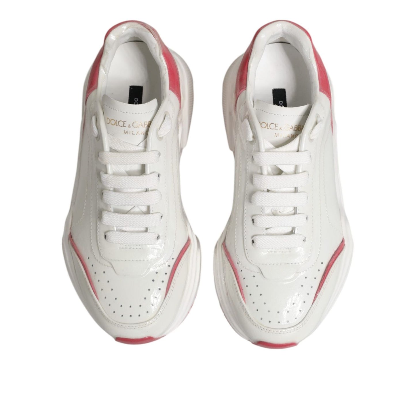 Dolce & Gabbana White Pink Daymaster Low Top Sneakers Shoes