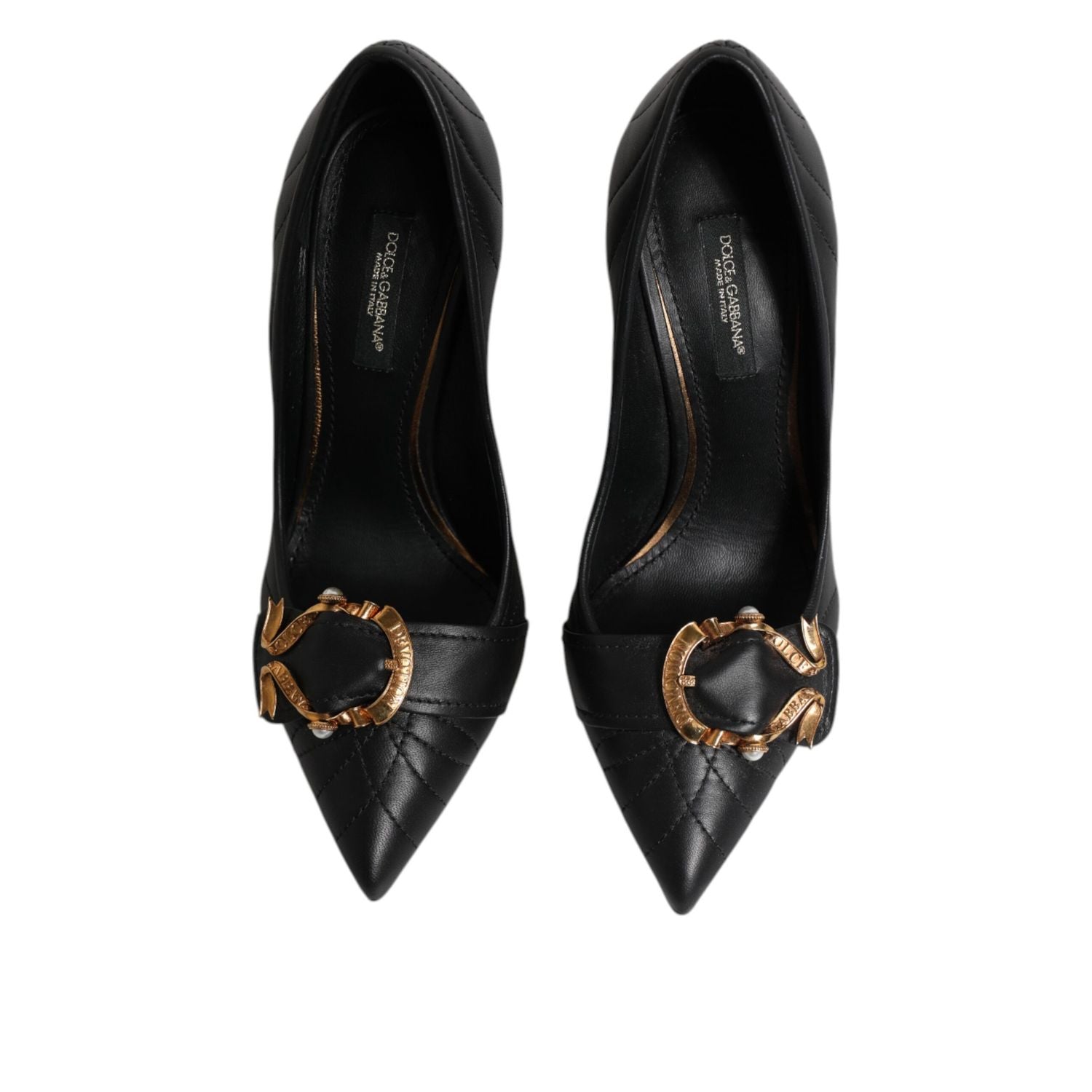 Dolce & Gabbana Black Devotion Leather Heels Pumps Shoes