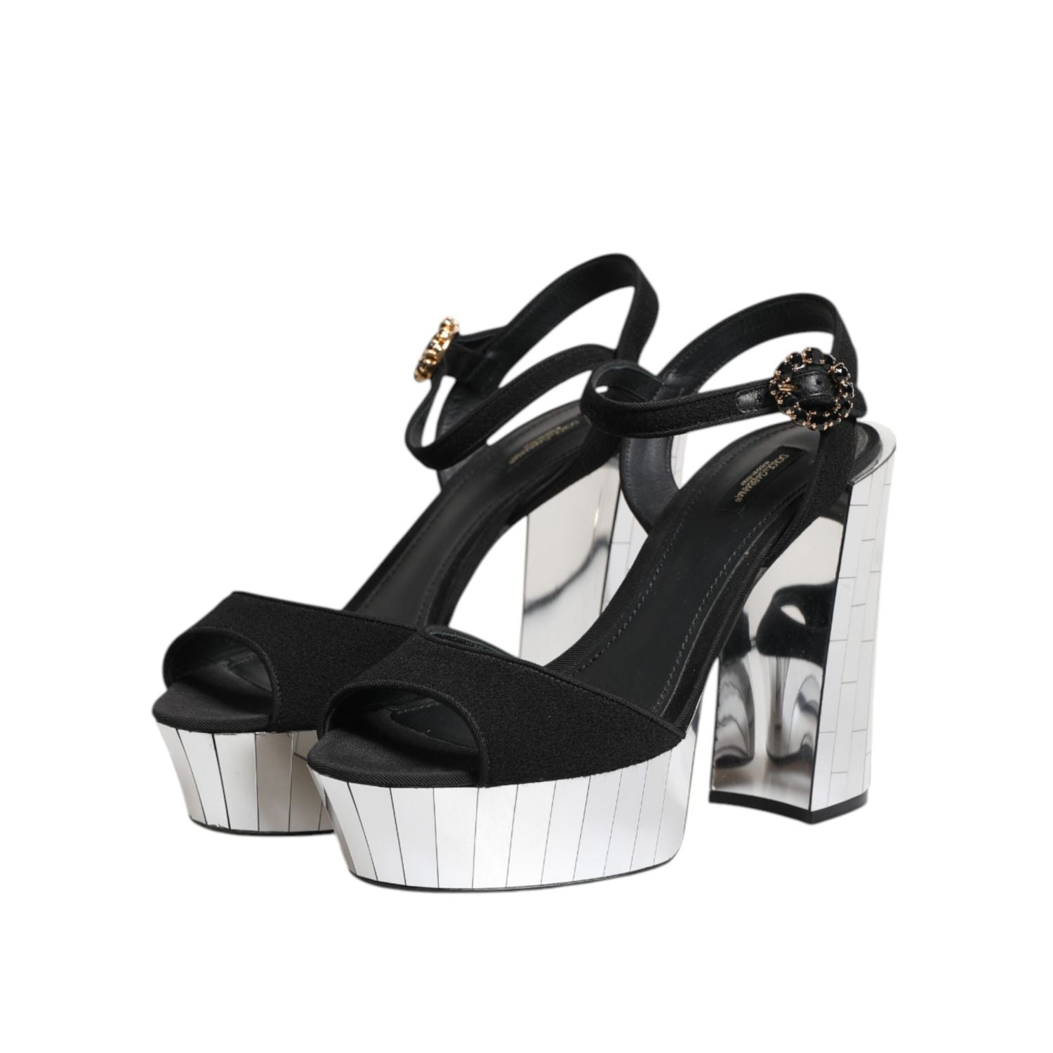 Dolce & Gabbana Black Crystal Ankle Strap Keira Sandal Shoes