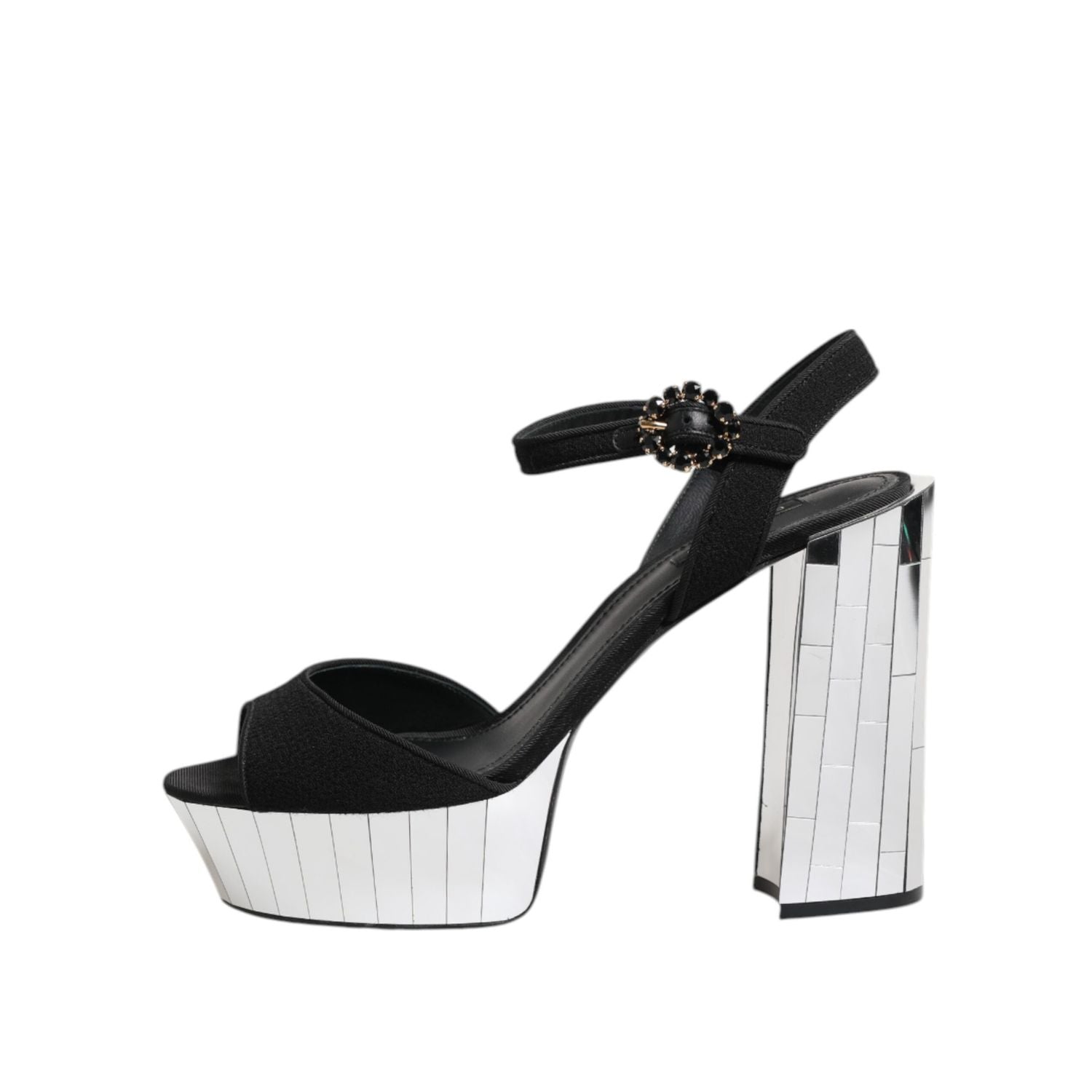 Dolce & Gabbana Black Crystal Ankle Strap Keira Sandal Shoes