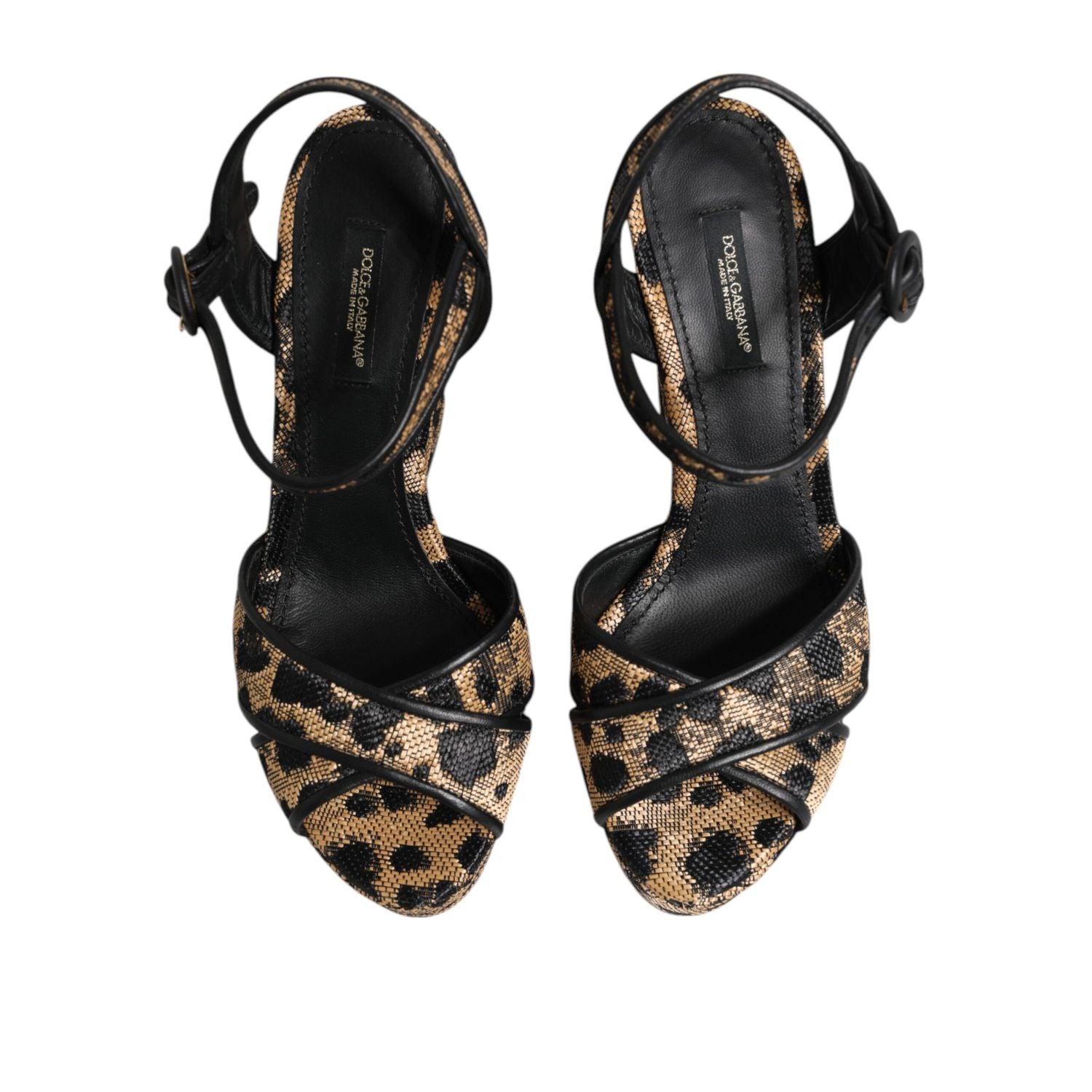 Dolce & Gabbana Brown Leopard Wedges Ankle Strap Sandals Shoes