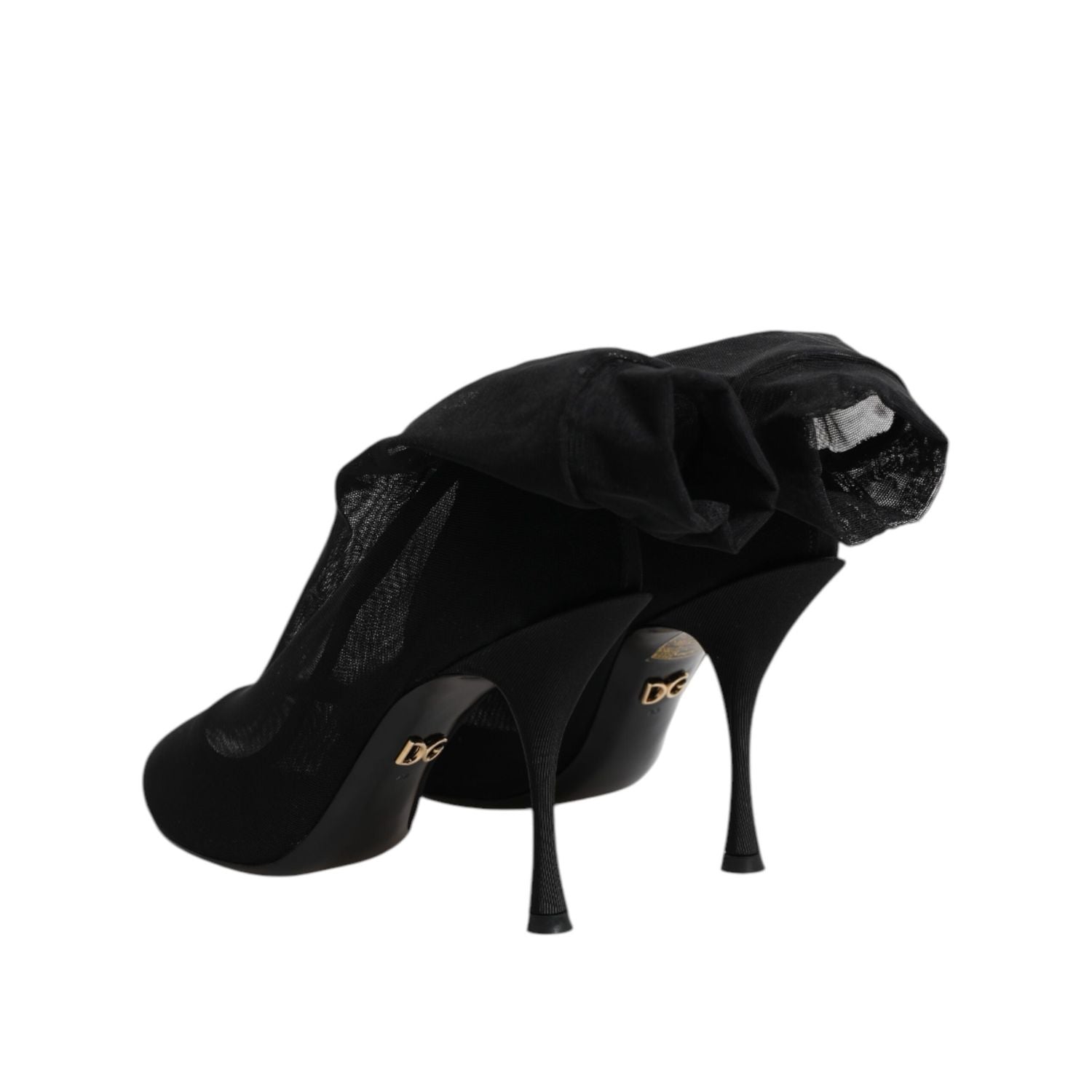 Dolce & Gabbana Black Silk Stretch Mesh Sock Boots Shoes