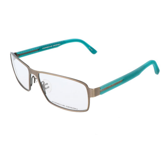 Porsche Design Gold Metal Frames glasses for men in aged gold and turquoise, model P8231E, size 58/15/140 mm.