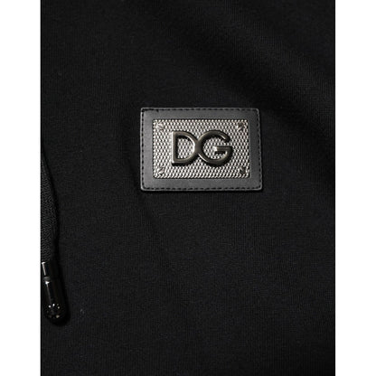 Dolce & Gabbana Black Cotton Plaque Track Cardigan Sweater