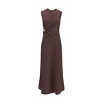 Loulou De Saison Silk midi Dress LO-ROANBROWN-S