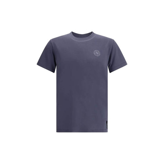 Fendi Blue Cotton T-Shirt with ribbed crew neck and iconic logo design for AW25 season, made in Italy, regular fit, 100% cotton.