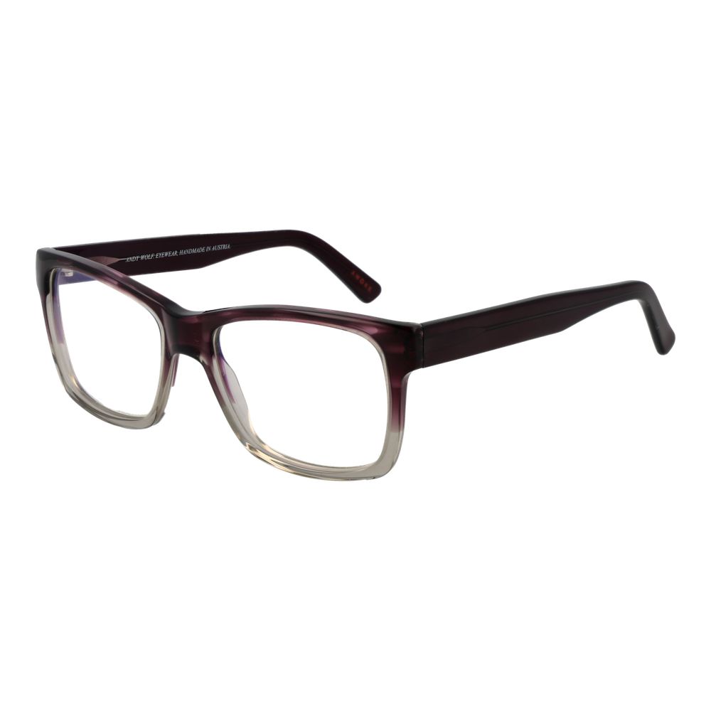 Andy Wolf Purple Unisex Glasses Frame, full-rim acetate, rectangle design, lens width 54mm, bridge width 16mm, temples length 145mm.