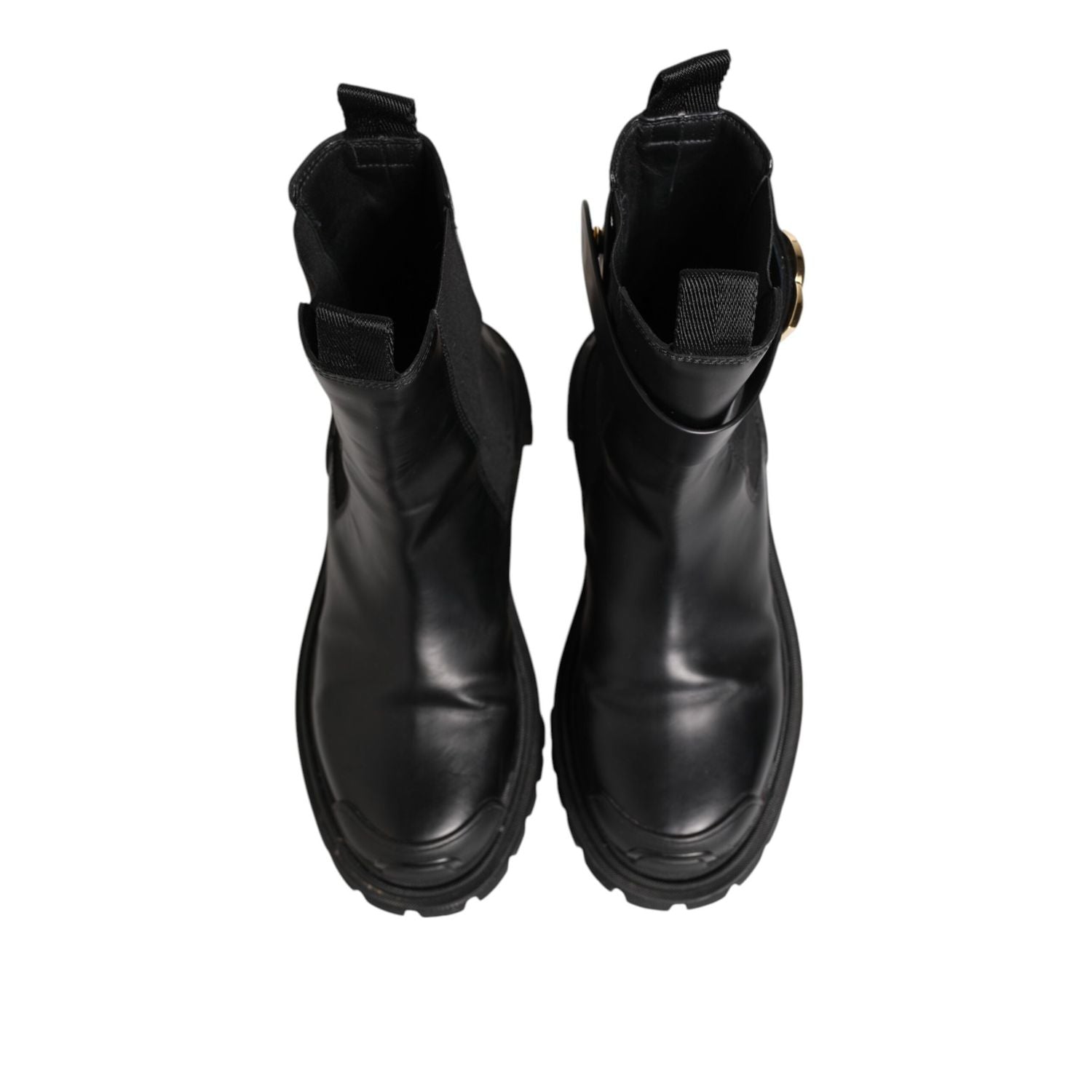 Dolce & Gabbana Black Gold DG Logo Trekking Calf Boots Shoes