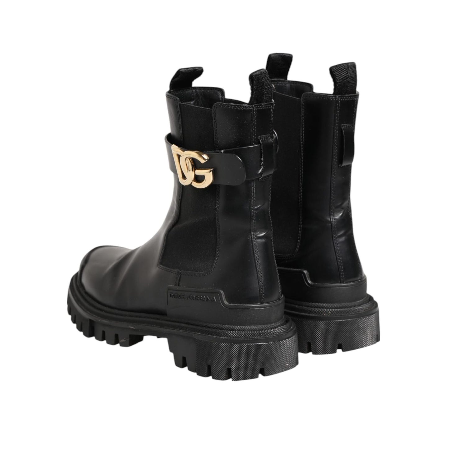 Dolce & Gabbana Black Gold DG Logo Trekking Calf Boots Shoes