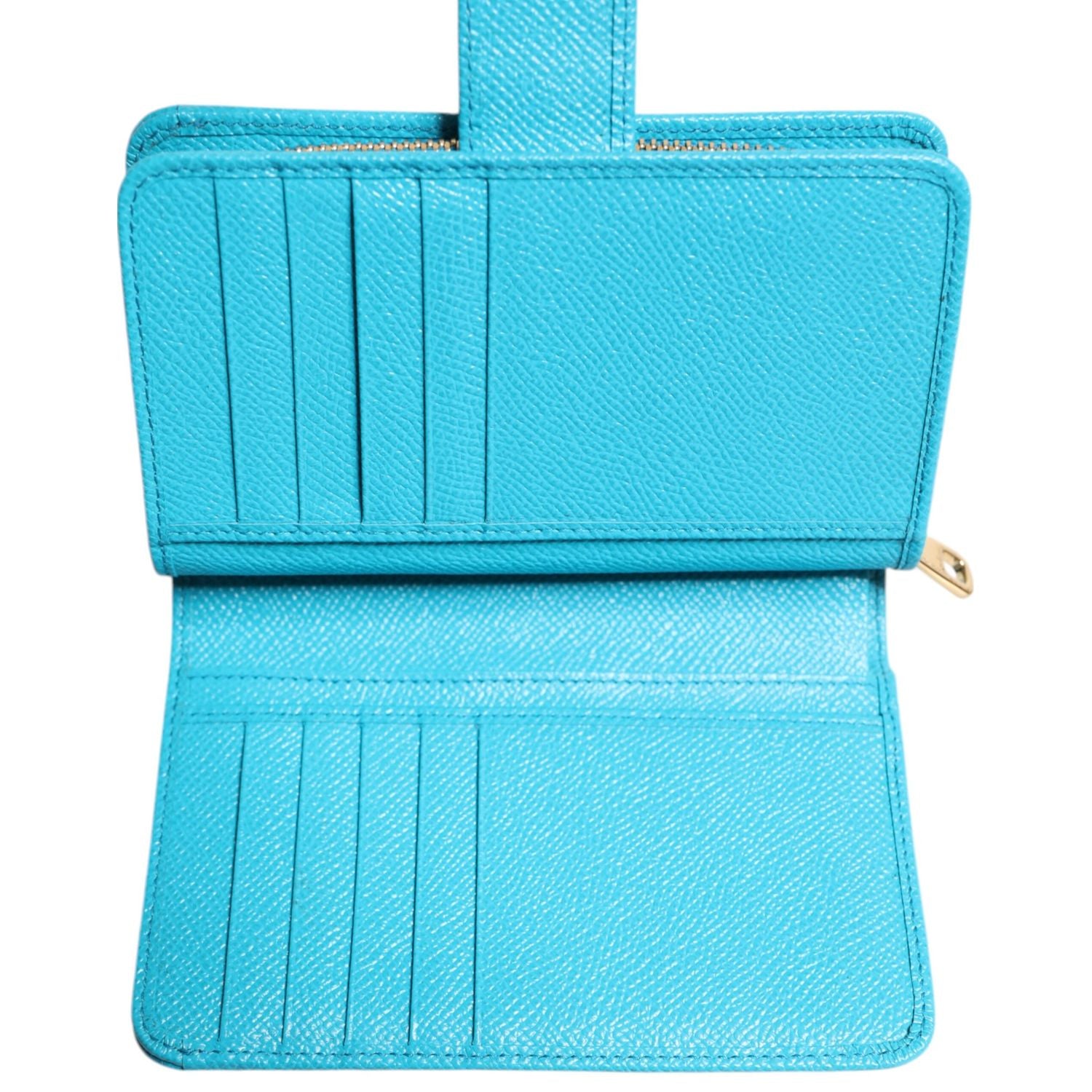Dolce & Gabbana Light Blue Leather Bifold Continental Clutch Wallet
