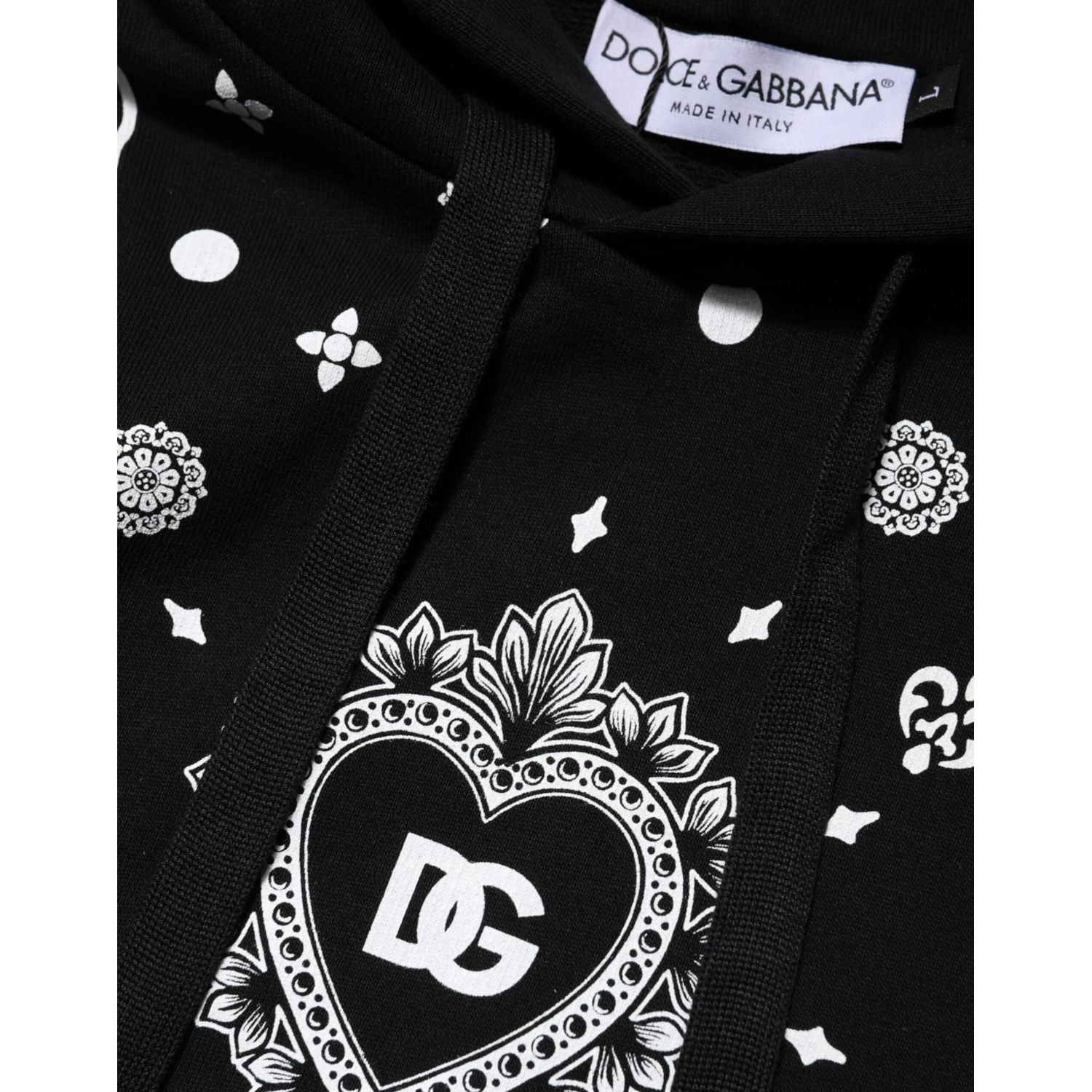 Dolce & Gabbana Black Bandana Hooded Men Sweatshirt Sweater