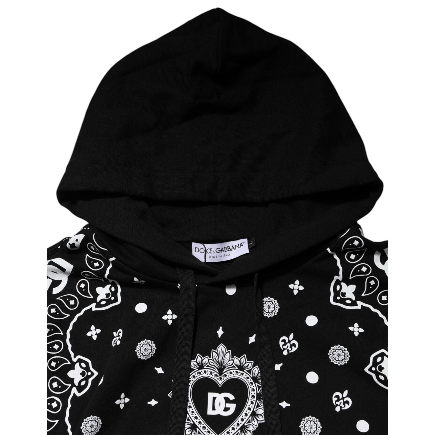 Dolce & Gabbana Black Bandana Hooded Men Sweatshirt Sweater