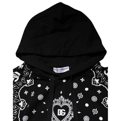 Dolce & Gabbana Black Bandana Hooded Men Sweatshirt Sweater