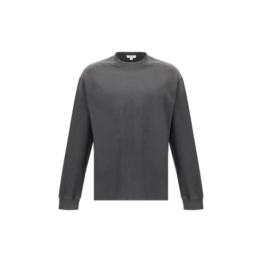 Agolde Gray Cotton Long Sleeve T-Shirt with ribbed crew neck and elasticized cuffs, soft jersey, regular fit, made in USA, versatile design.