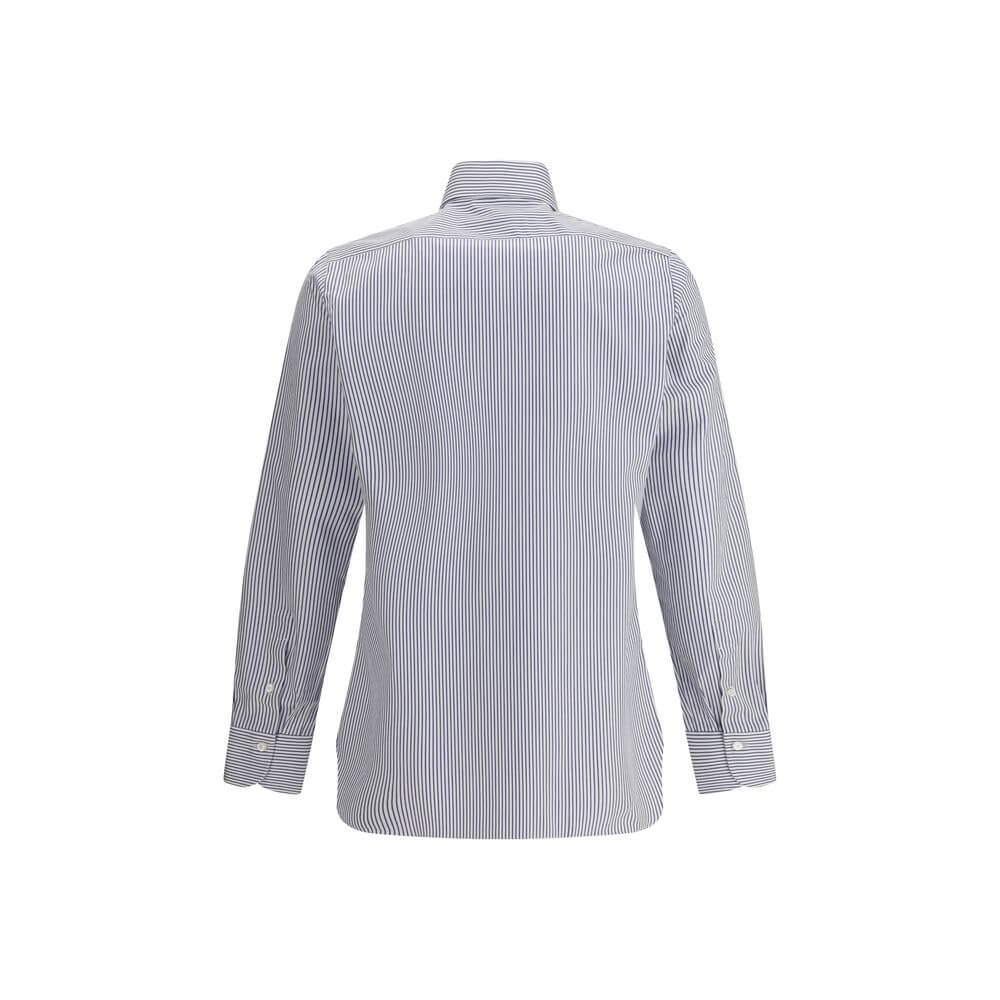 Finamore Blue Cotton Pattern Shirt