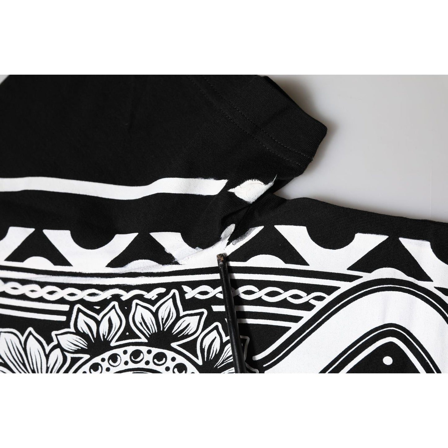 Dolce & Gabbana Black Bandana Print Cotton Crew Neck T-shirt