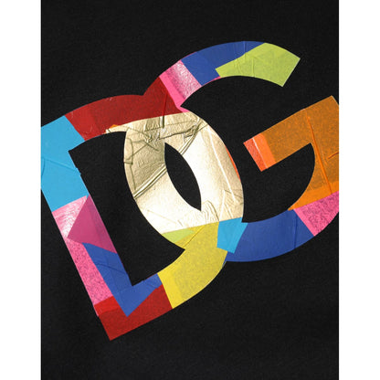 Dolce & Gabbana Black DG Logo Print Cotton Crew Neck T-shirt