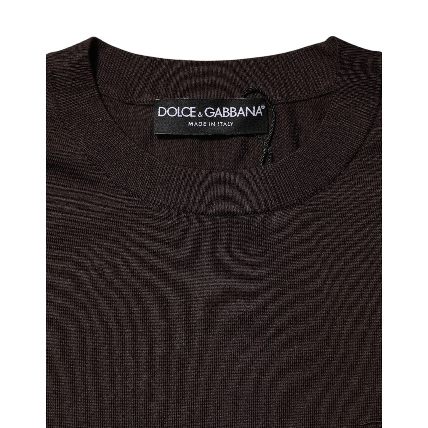Dolce & Gabbana Brown Silk Crew Neck Short Sleeves T-shirt