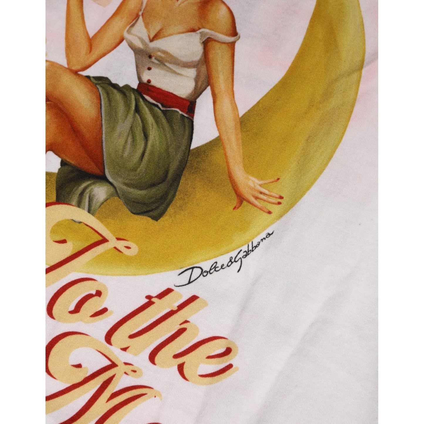 Dolce & Gabbana White Bring Me To The Moon Pin Up T-shirt Top