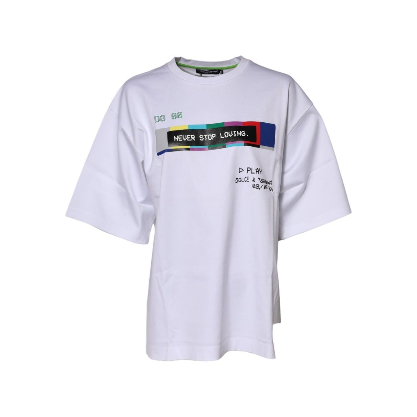 Dolce & Gabbana White Cotton Printed Short Sleeves T-shirt
