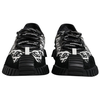 Dolce & Gabbana Black Logo Lace Up Low Top NS1 Sneakers