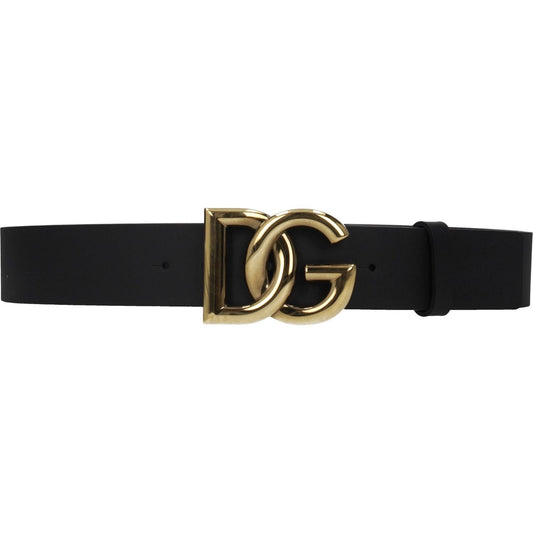 Dolce & Gabbana Black Leather Regular Belts DO-8547225501961-90 CM / 36 INCHES