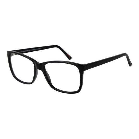 Andy Wolf Black Unisex Glasses Frame in acetate, full-rim rectangle design with demo lenses, size 54-15-140.