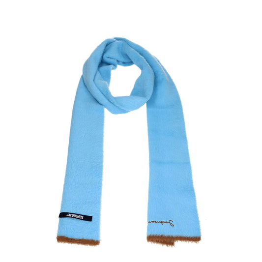Jacquemus Light Blue Polyamide Scarf with side logo, casual style, 98% polyamide, 2% elastane, 24x250 cm.