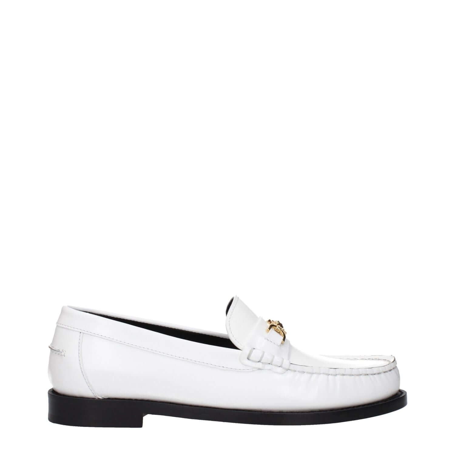 Versace White Leather Slip-On Loafers