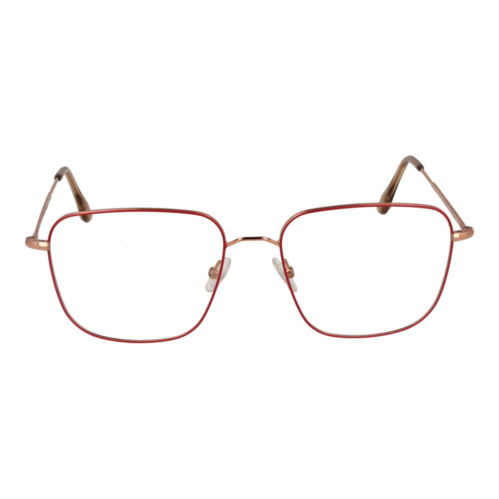 Andy Wolf Red Unisex Glasses Frame in full-rim metal, square style with demo lenses, includes branded case.