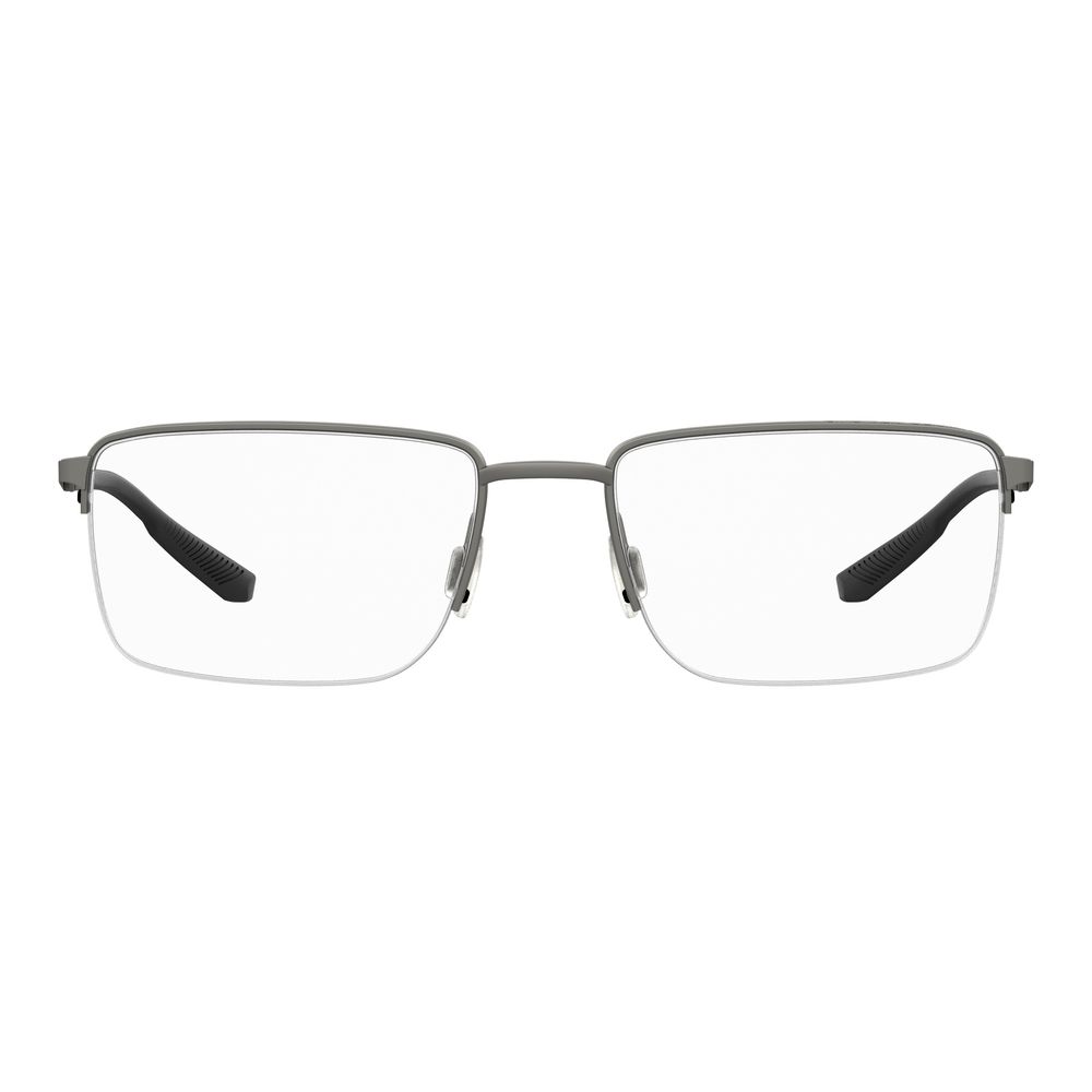 Under Armour Gray Metal Frames eyeglasses with rectangular design, measuring 55/18/140 mm. Stylish and durable for men.