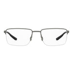 Under Armour Gray Metal Frames eyeglasses with rectangular design, measuring 55/18/140 mm. Stylish and durable for men.