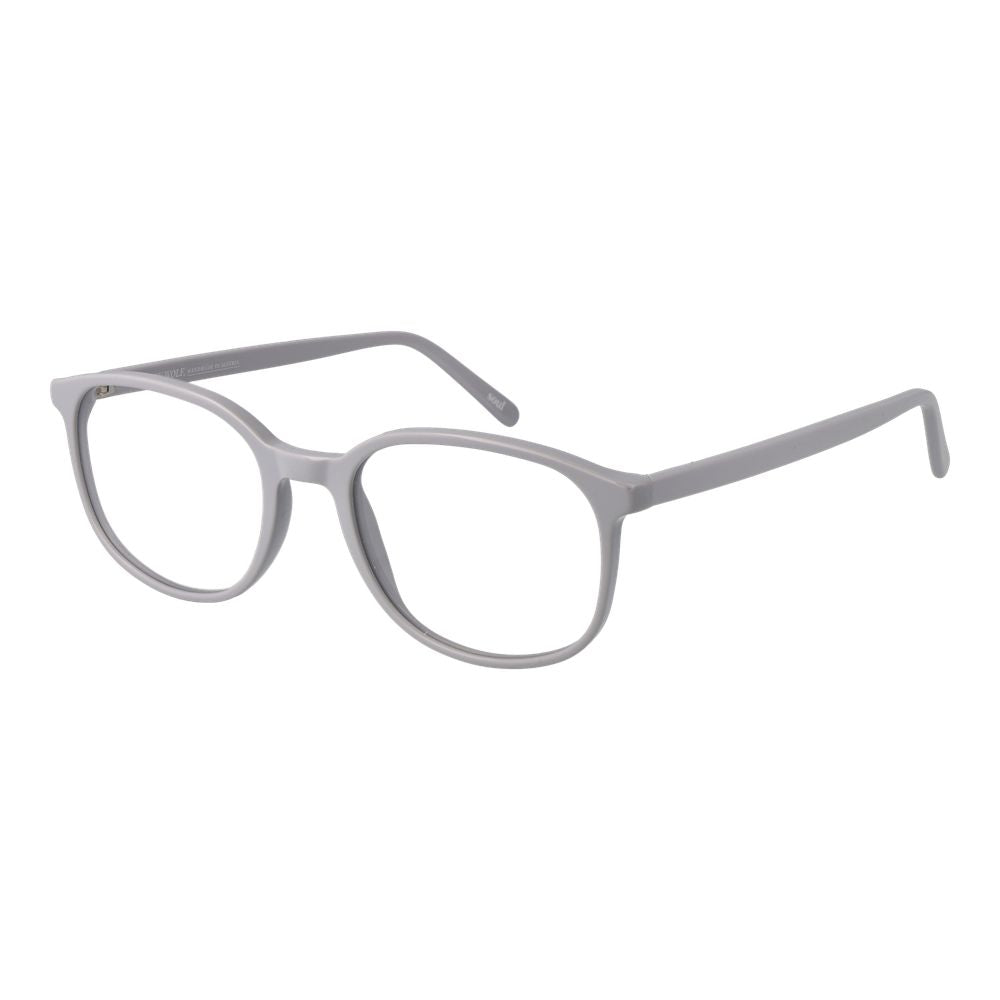 Andy Wolf Gray Unisex Glasses Frame, grey acetate full-rim, size 54-19-145, stylish panto eyewear with demo lenses.